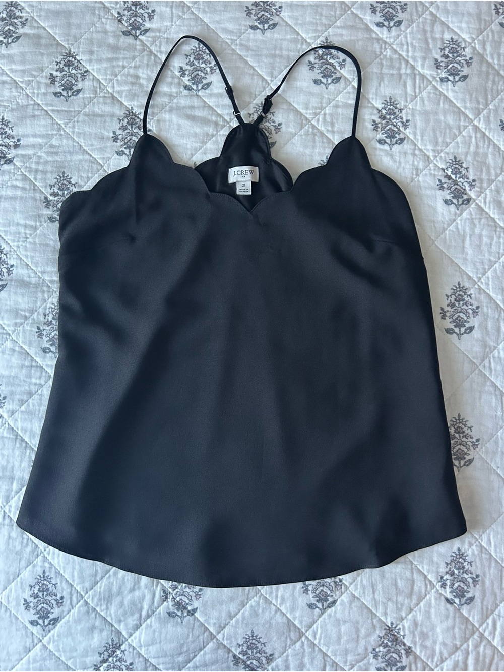 J. Crew Black Scallop-Edge Tank Top